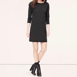 LOFT Striped Shoulder Zip Dress